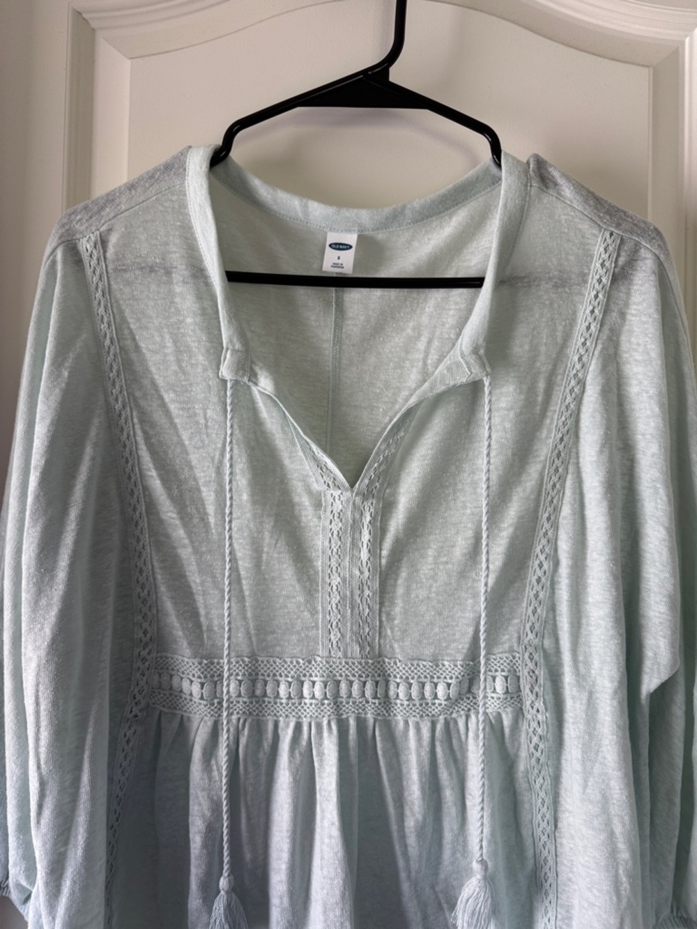 Old Navy Light Mint Lace-Trim Peasant Tunic / AA87 - Picture 2 of 4